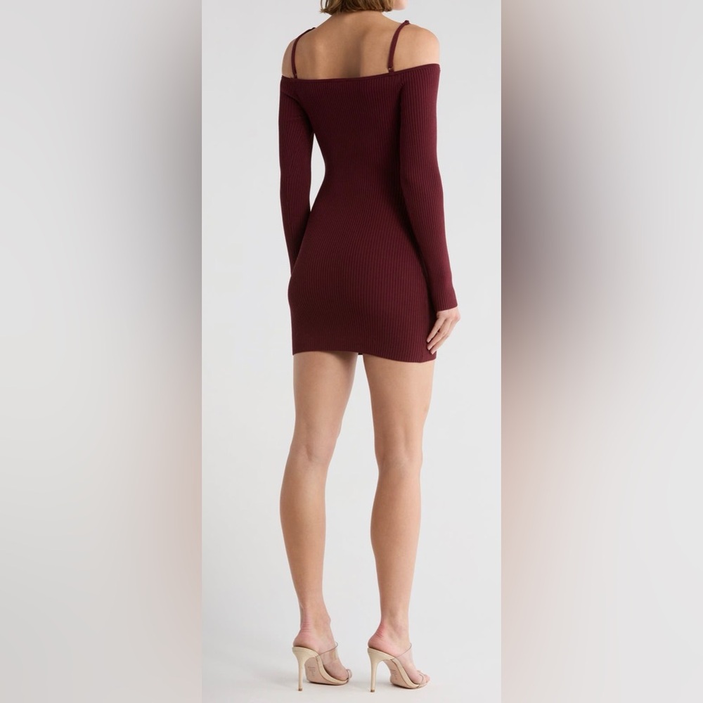 Good American Long Sleeve Burgundy Dress - Picture 2 of 8